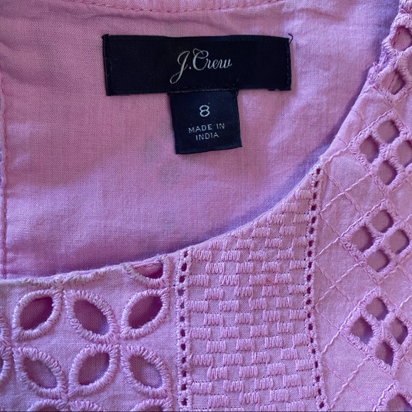 J. Crew 100% Cotton Flutter Sleeve Eyelet Dress In Sundrenched Peony - Picture 3 of 5